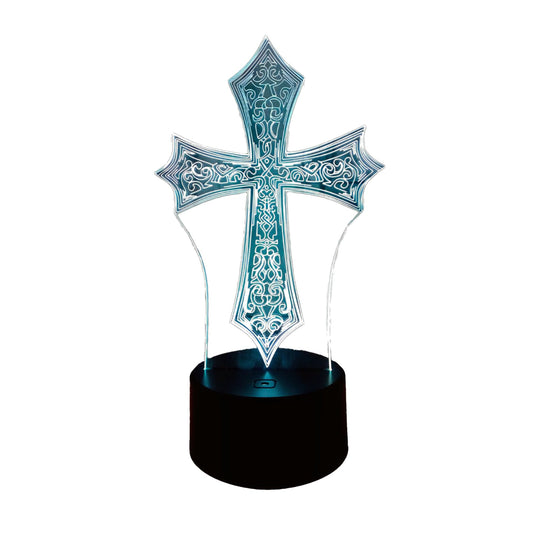 Luminária Cruz Gótica Medieval com LED em 16 Cores