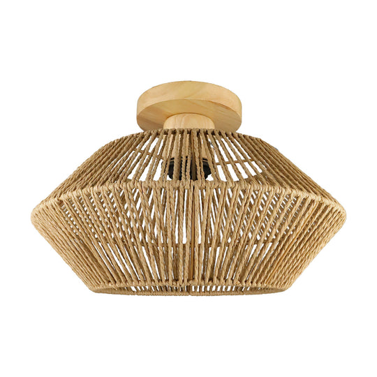 Luminária de Teto Rústica Geométrica de Corda – Plafon Boho