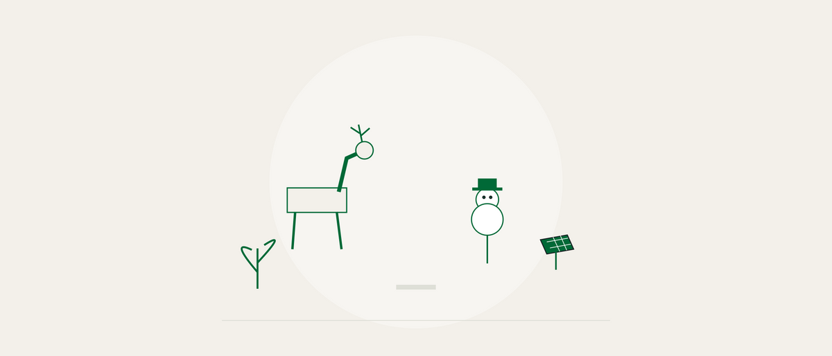 Ilustração editorial de composição de Natal no jardim