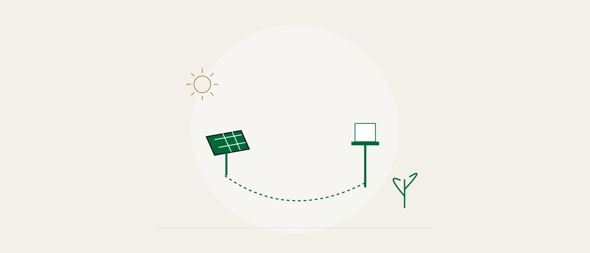 Ilustração editorial do ponto de recarga solar ligado ao lugar de uma luminária no jardim.