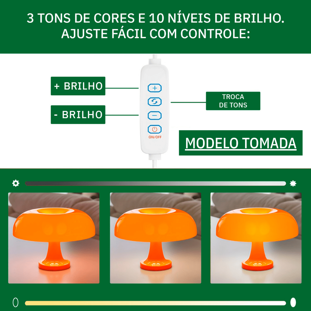 Luminária Cogumelo Laranja Italiano - Funghetto - Disponível na ProntoPraTi