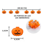 Varal Abóbora LED 3m – Decoração de Halloween - Disponível na ProntoPraTi