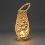 Luminária de Mesa de Palha Bambu Tipo Lanterna com Alça e Trama Aberta - Disponível na Luzzart