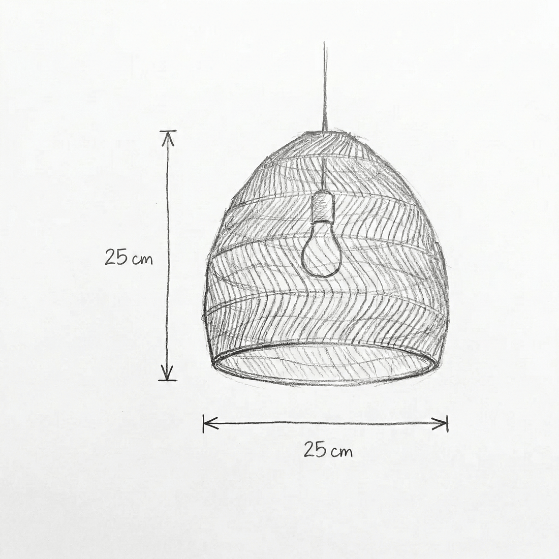 Desenho com medidas, cúpula de 25 cm de diâmetro por 25 cm de altura