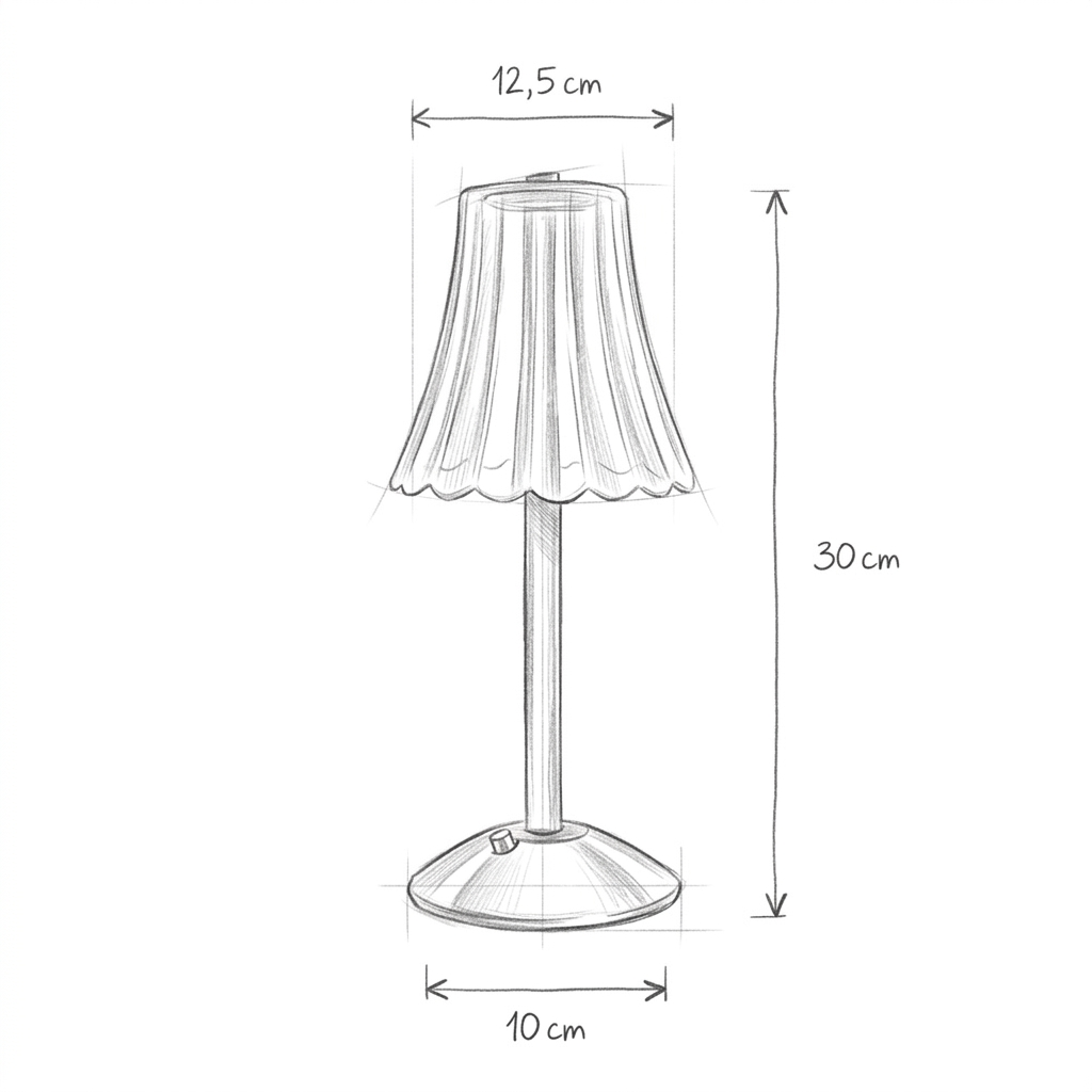 Desenho com as dimensões de Abajur Portátil de Cristal - Lamp CrystalClassic
