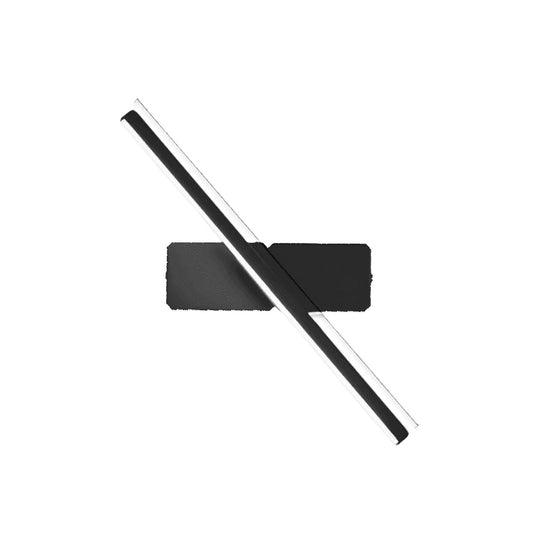 Arandela linear de LED giratória preta, com barra de luz e base retangular