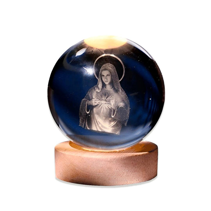 Luminária Virgem Maria em bola de cristal