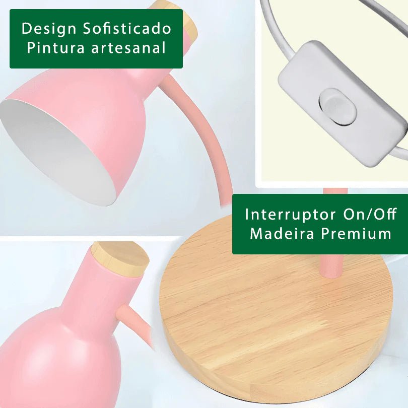 Luminária de Mesa Flexível (Detalhe em Madeira) - LuxFlex Glow - Disponível na ProntoPraTi