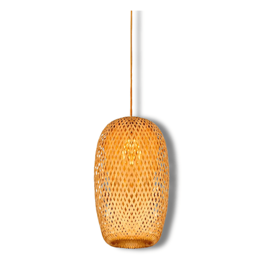 Pendente Casulo de Bambu Palha Fibra Natural - Disponível na Luzzart