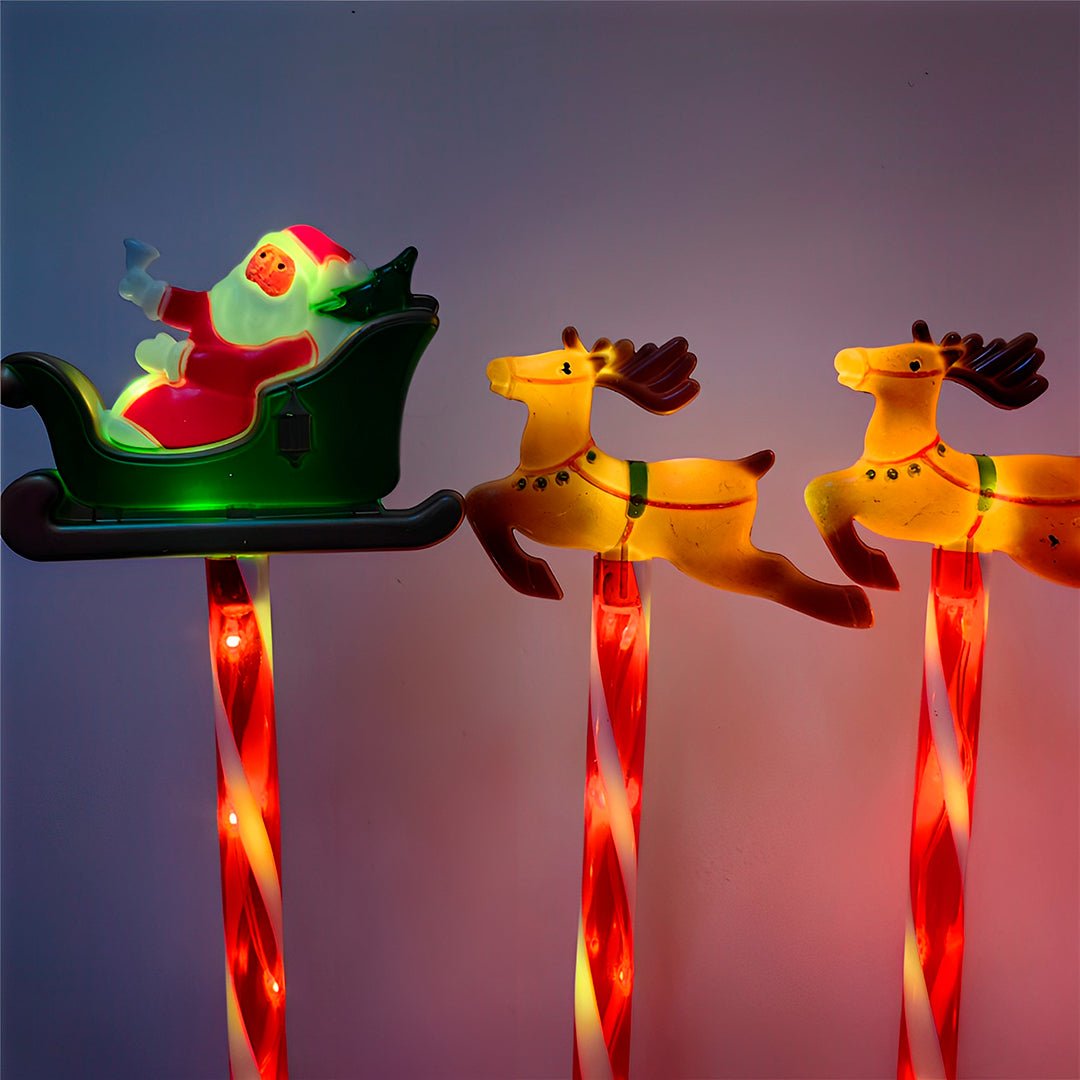 Espeto Solar de Natal LED - Trenó e Renas - Disponível na ProntoPraTi