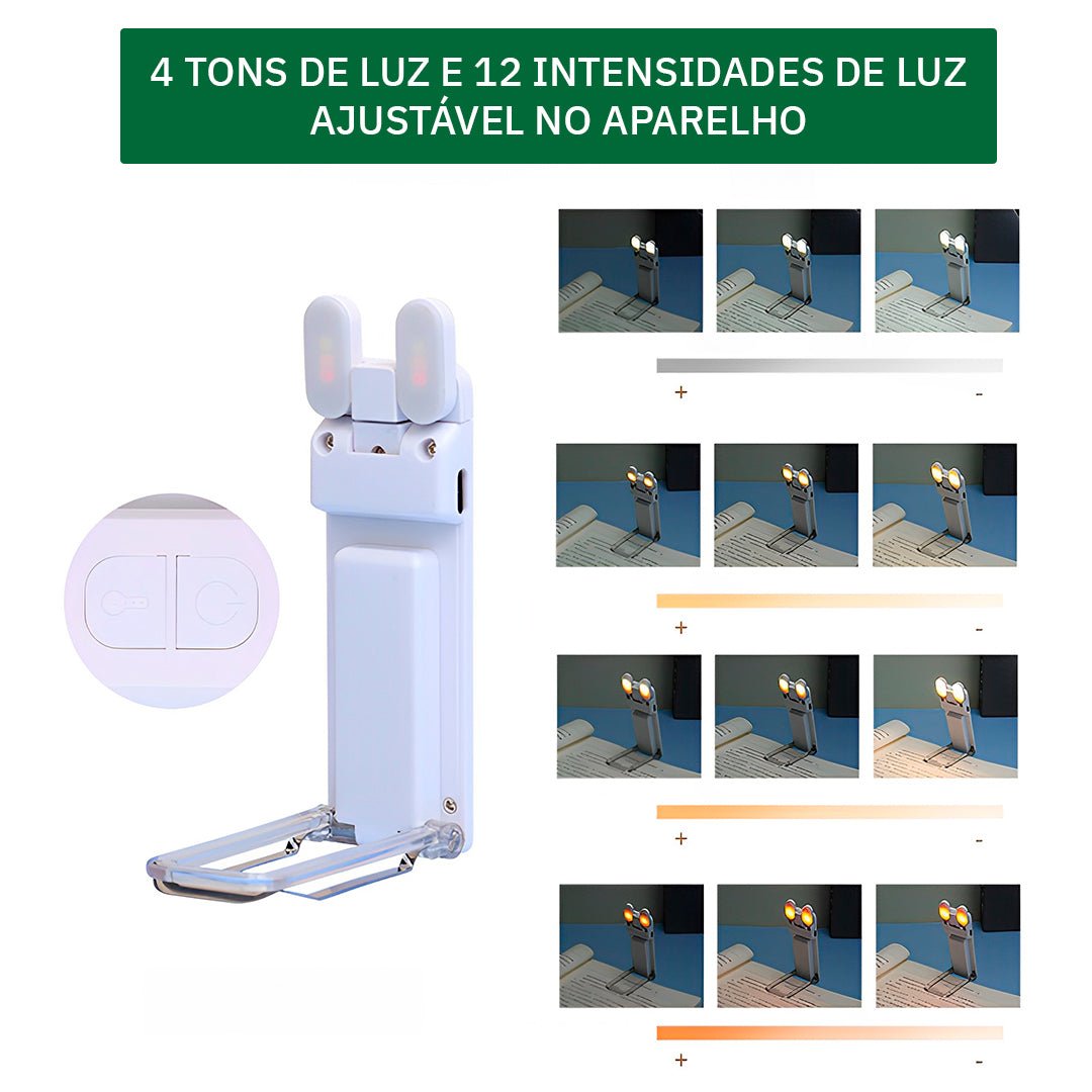 Luminária para Leitura de Livro Recarregável LED LL410 - Disponível na ProntoPraTi
