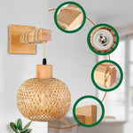 Arandela de Palha Bambu Rattan - Esfera - Disponível na ProntoPraTi