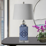 Abajur de Cerâmica Estilo Oriental em Porcelana Azul e Branco - Disponível na ProntoPraTi