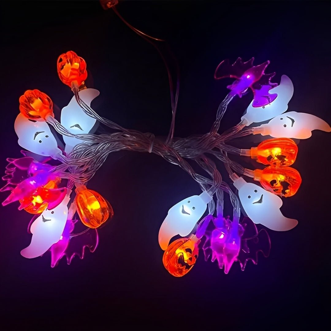 Pisca - Pisca Halloween LED – Abóboras, Morcegos e Fantasmas (3m) - Disponível na ProntoPraTi