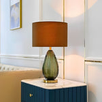 Abajur Luxo com Base de Vidro e Cúpula Marrom - Disponível na ProntoPraTi