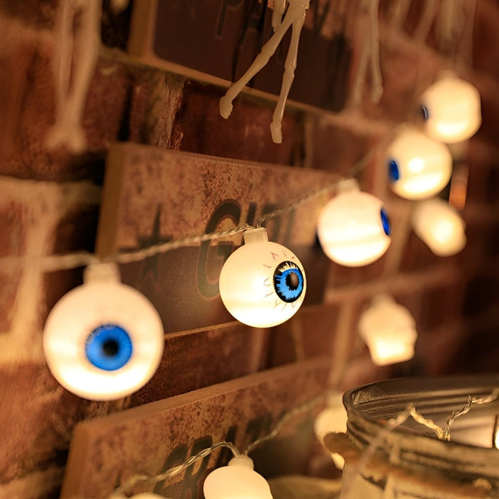 Olhos assustadores de Halloween, varal de LED a pilhas