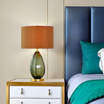 Abajur Luxo com Base de Vidro e Cúpula Marrom - Disponível na ProntoPraTi