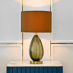 Abajur Luxo com Base de Vidro e Cúpula Marrom - Disponível na ProntoPraTi