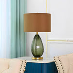 Abajur Luxo com Base de Vidro e Cúpula Marrom - Disponível na ProntoPraTi