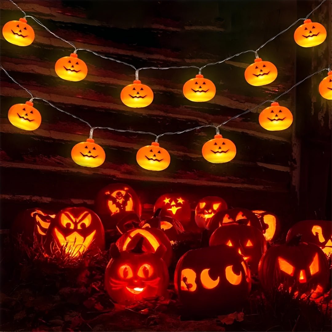 Varal Abóbora LED 3m – Decoração de Halloween - Disponível na ProntoPraTi