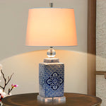 Abajur de Cerâmica Estilo Oriental em Porcelana Azul e Branco - Disponível na ProntoPraTi