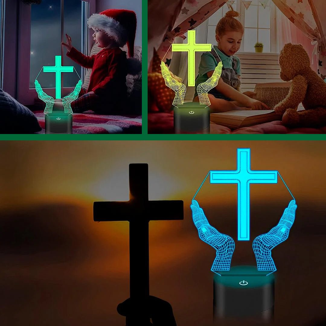 Luminária Cruz Oração (16 Cores Led) - Disponível na ProntoPraTi