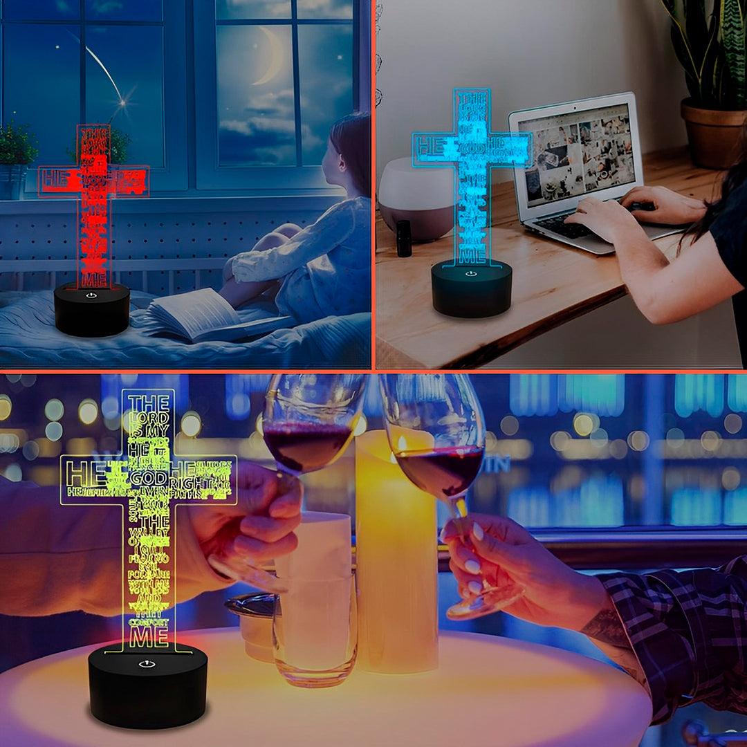 Luminária Cruz com Dizeres(16 Cores Led)