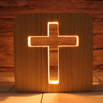 Luminária Cruz de Madeira Led