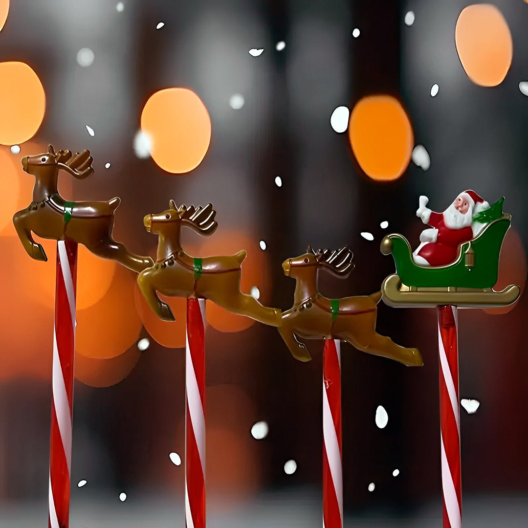 Espeto Solar de Natal LED - Trenó e Renas - Disponível na ProntoPraTi