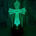 Luminária Cruz Gótica Medieval (16 Cores Led)