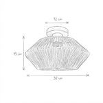Luminária de Teto de Palha Bambu Geométrica com Base em Madeira - Disponível na Luzzart