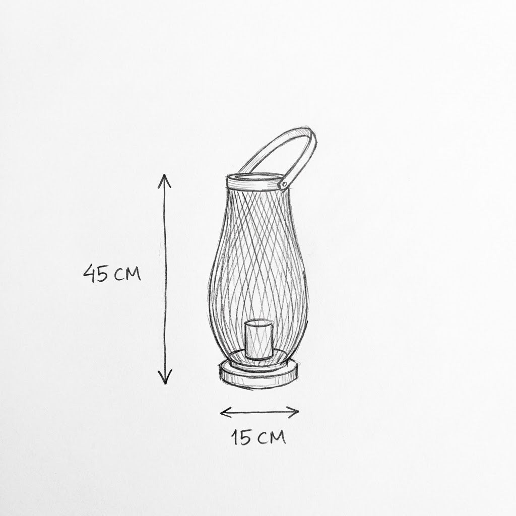 Luminária de Mesa de Palha Bambu Tipo Lanterna com Alça e Trama Aberta - Disponível na Luzzart