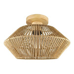 Luminária de Teto de Palha Bambu Geométrica com Base em Madeira - Disponível na Luzzart