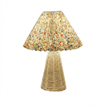 Luminária de Mesa de Palha Bambu com Cúpula Plissada em Tecido Creme - Disponível na Luzzart