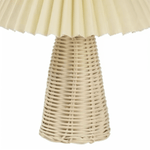 Luminária de Mesa de Palha Bambu com Cúpula Plissada em Tecido Creme - Disponível na Luzzart