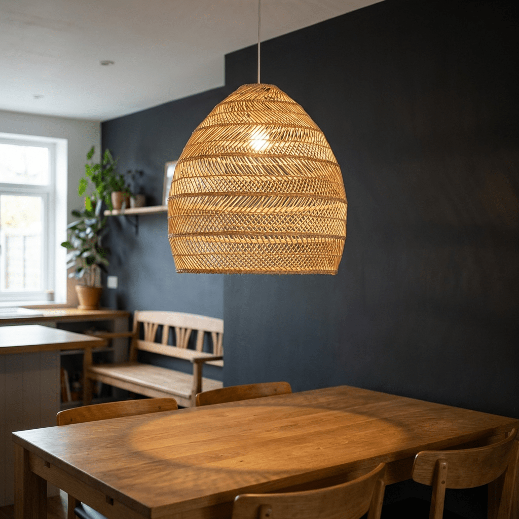 Pendente de Palha Bambu Cúpula Dome com Trama Artesanal - Disponível na Luzzart