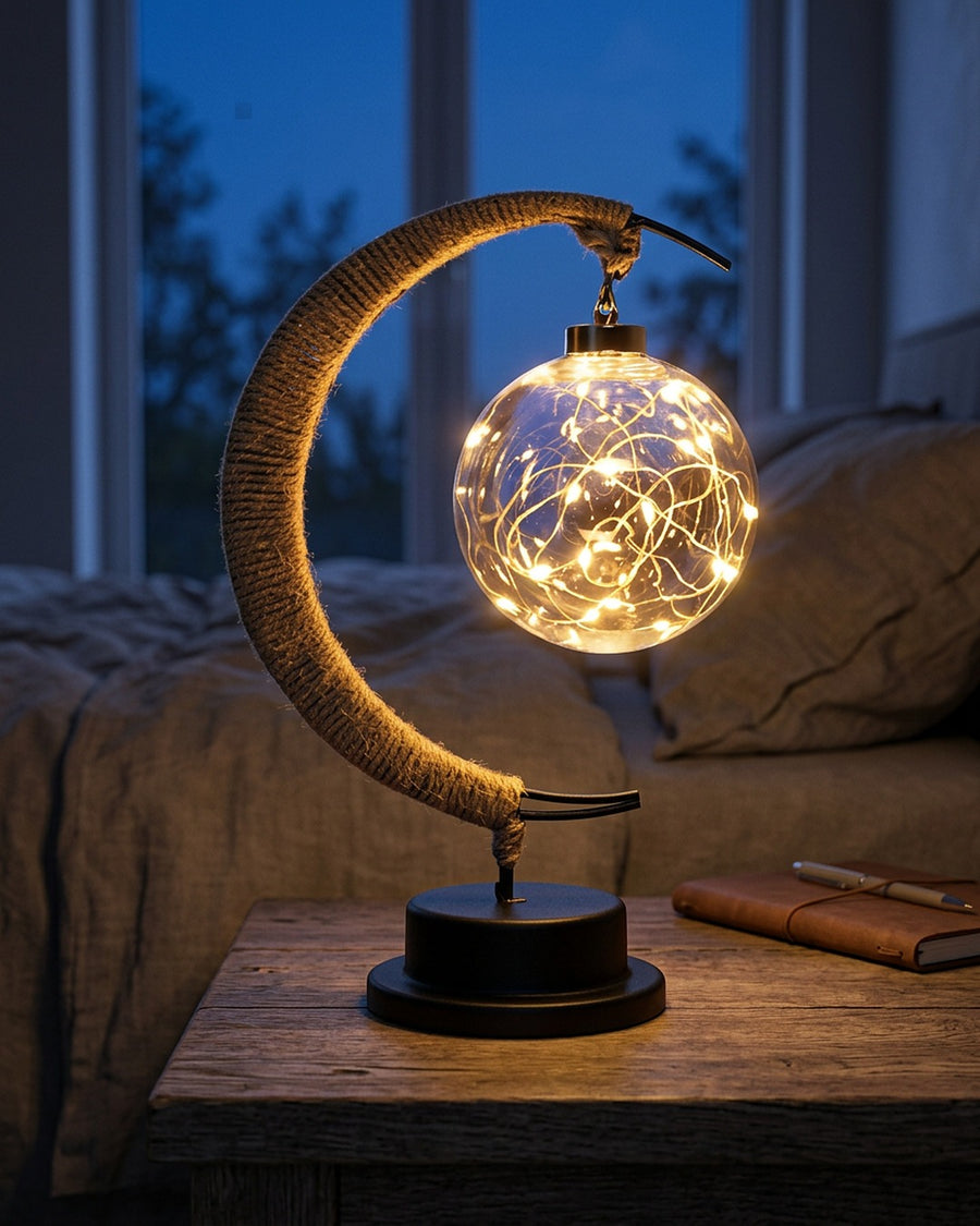 Na cabeceira, o globo se enche de pontos de luz quente