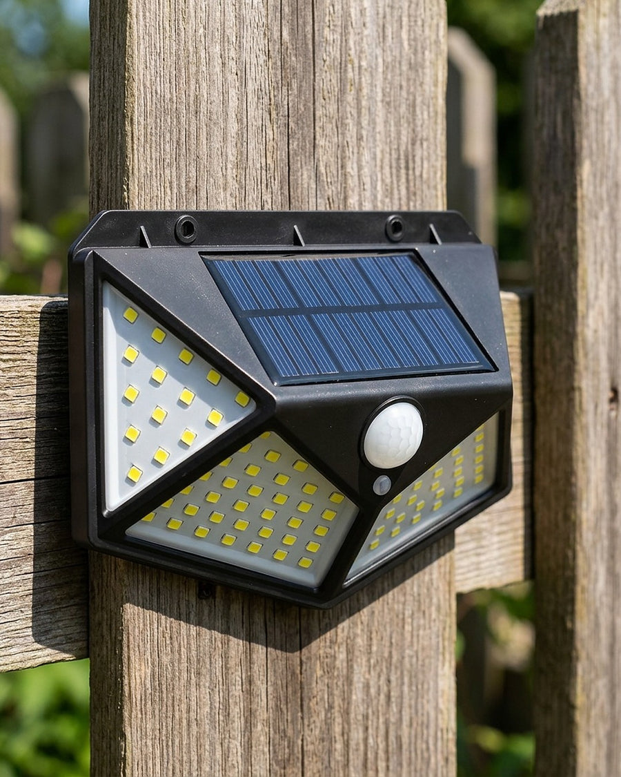 Luminária solar de parede 100 LED para área externa no ambiente