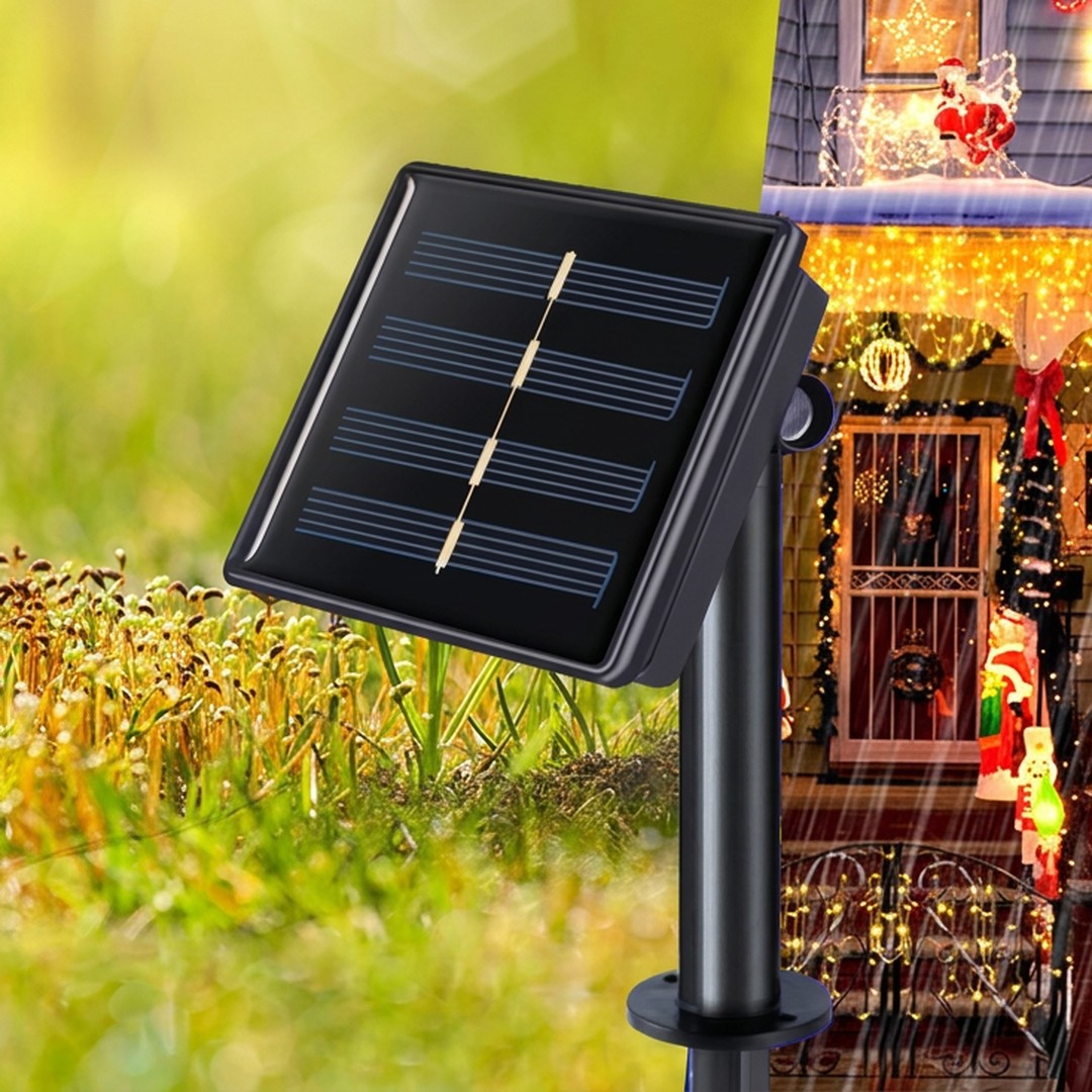 Detalhe · painel solar que carrega a bateria durante o dia