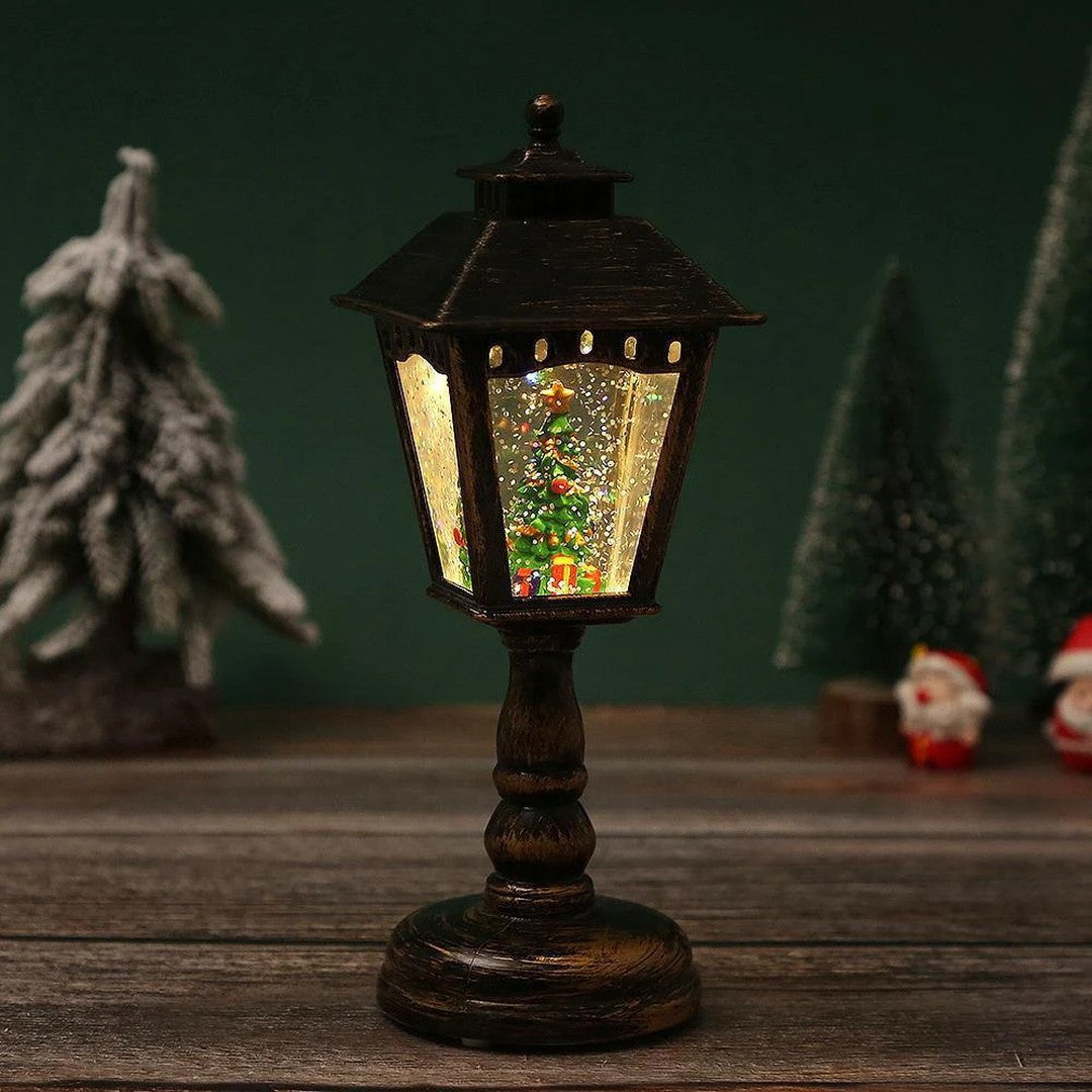 Globo de neve lanterna de Natal com luz na opção Árvore de Natal, preta