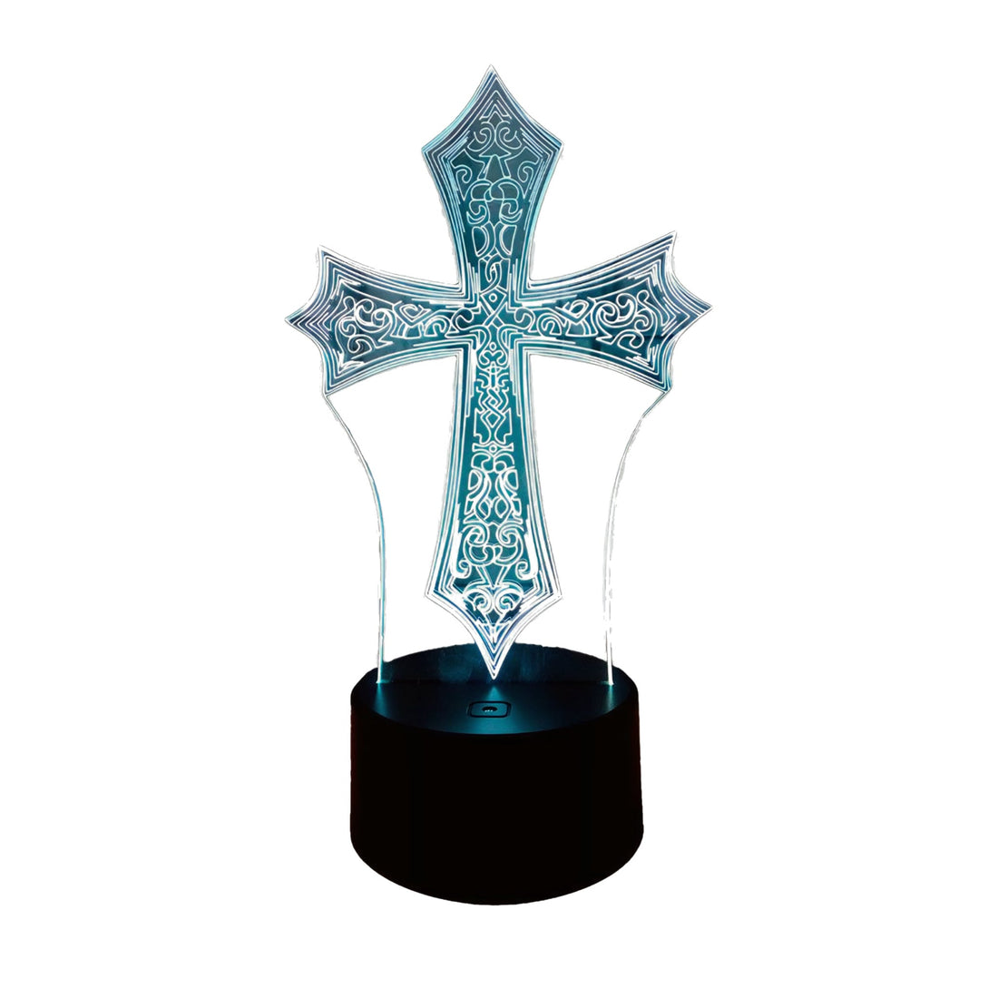 Luminária Cruz Gótica Medieval com LED em 16 Cores