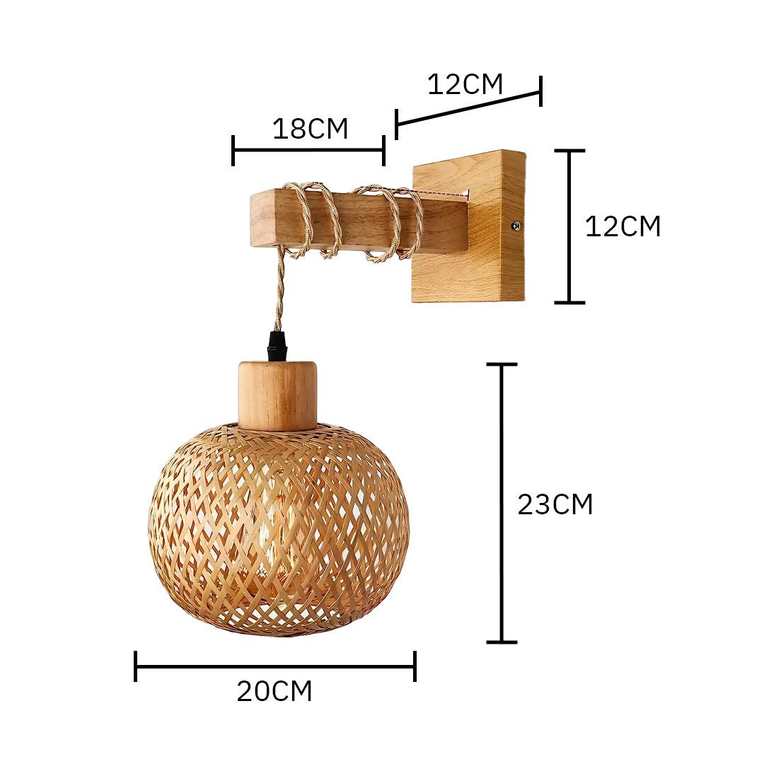 Arandela de Palha Bambu Rattan - Esfera
