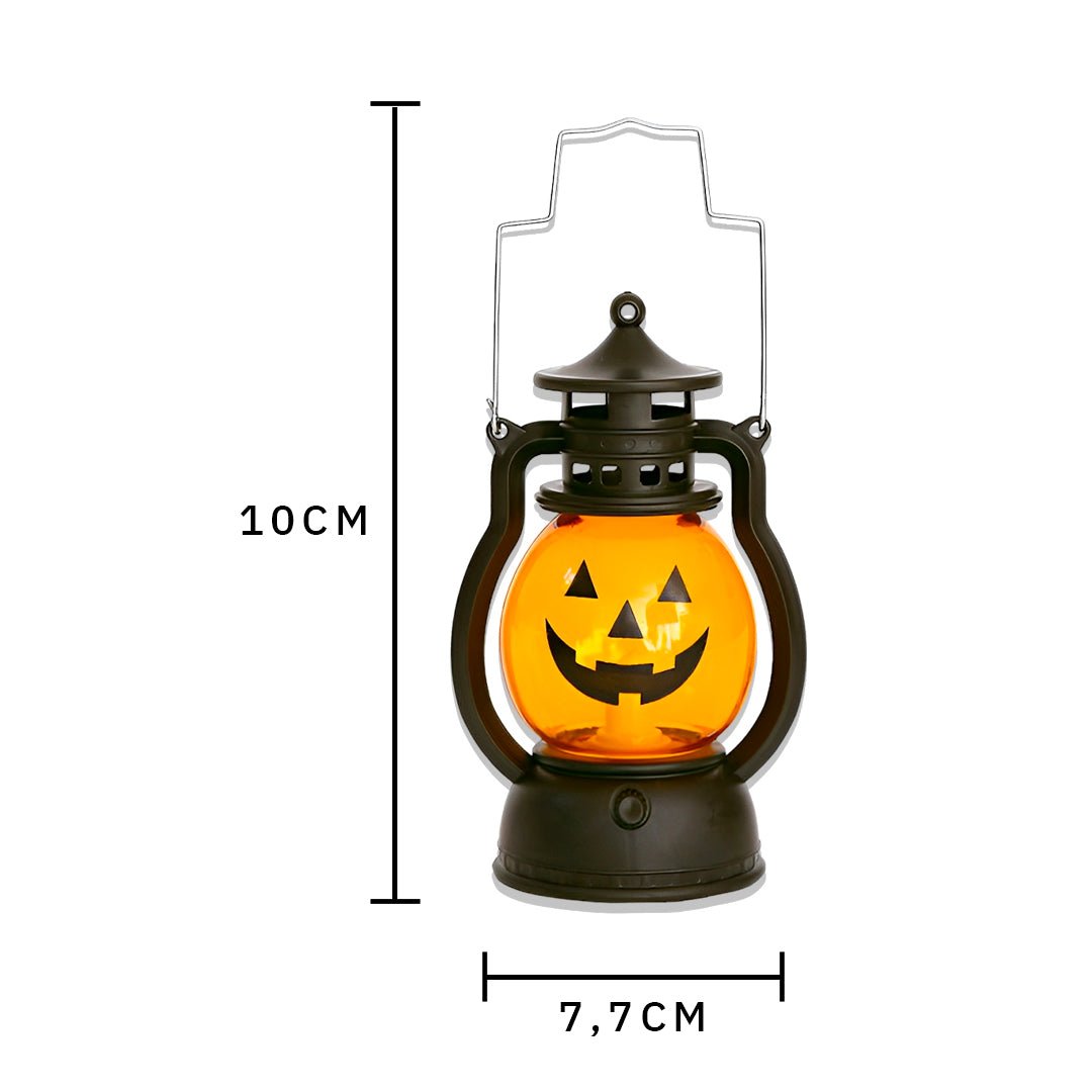 Desenho com as medidas de Lanterna de abóbora retrô com LED