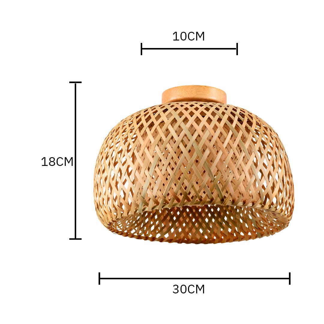 Plafon Luminária de Teto Palha Bambu - Meia Esfera