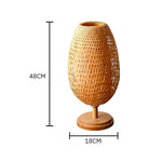 Abajur de Bambu Palha Fibra Natural - Pineapple Duo