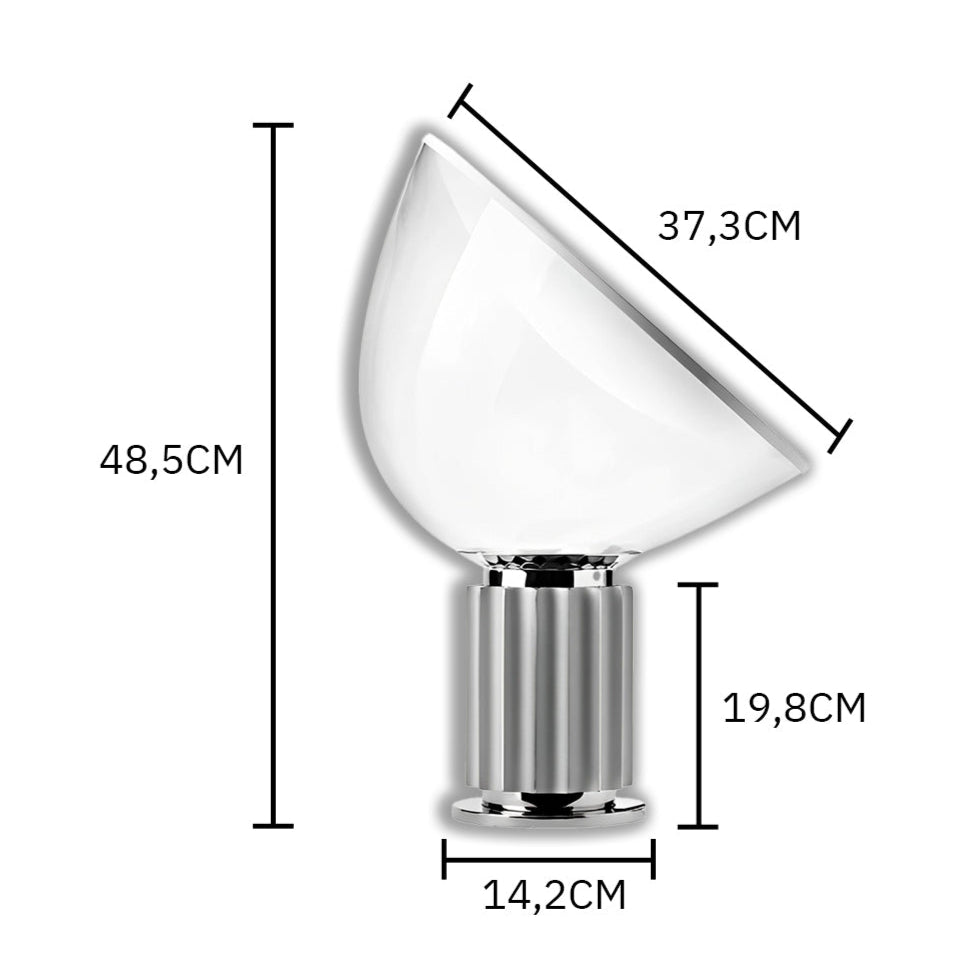 Desenho com as medidas de Luminária Taccia de design italiano