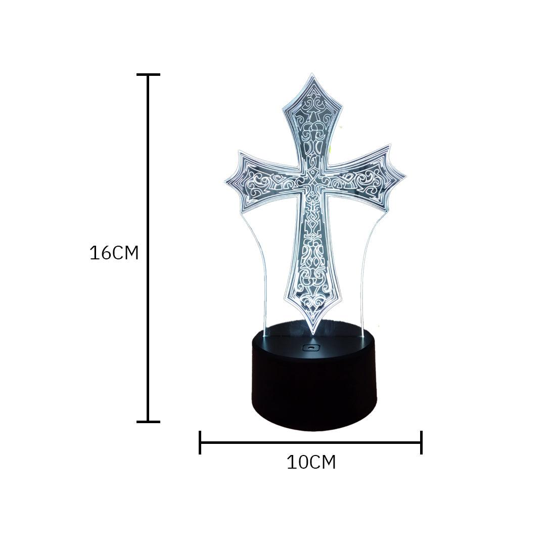 Luminária Cruz Gótica Medieval (16 Cores Led)