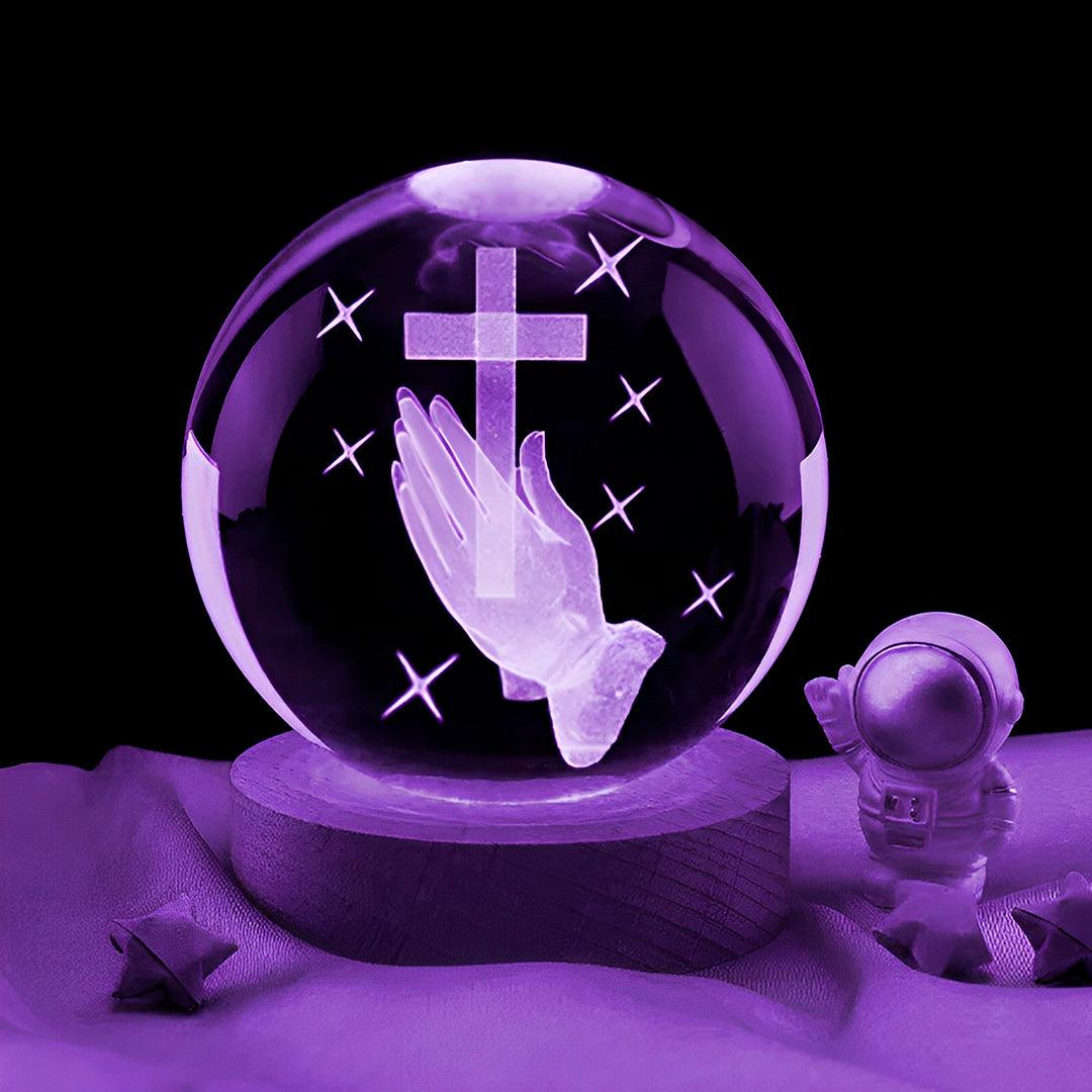 Luminária Religiosa - Bola de Cristal Cruz