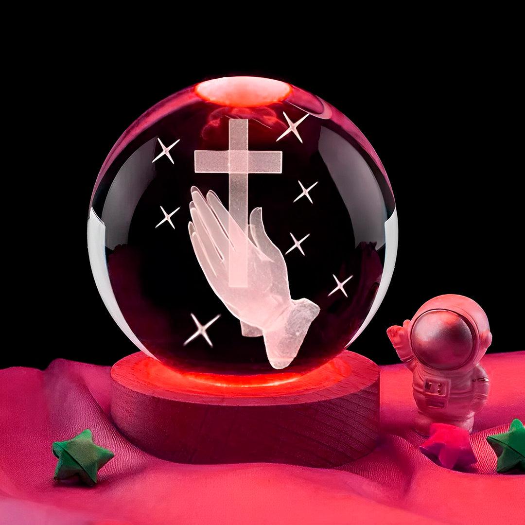 Luminária Religiosa - Bola de Cristal Cruz