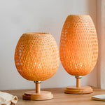 Abajur de Bambu Palha Fibra Natural - Pineapple Duo